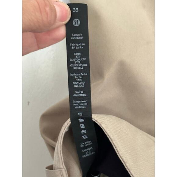 Lululemon Men's Cream tan ABC Pants Size 33 - Picture 8 of 9